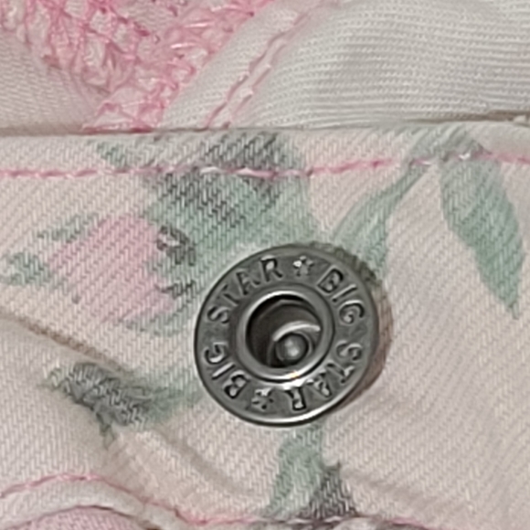 Big Star 1974 Alex Mid Rise Skinny Light Pink Floral Jeans Size 26 - Picture 4 of 12